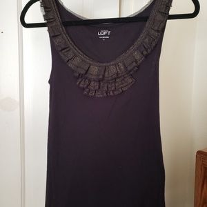 LOFT Black Tank w/ Ruffle